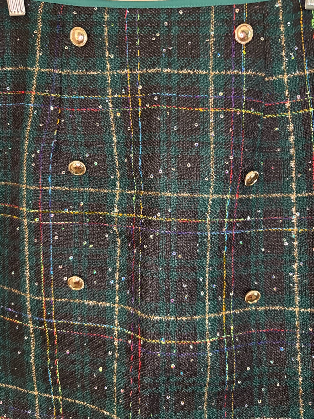 Women's Cupshe Green Plaid Mini Skirt with Buttons Size Medium - Picture 4 of 4
